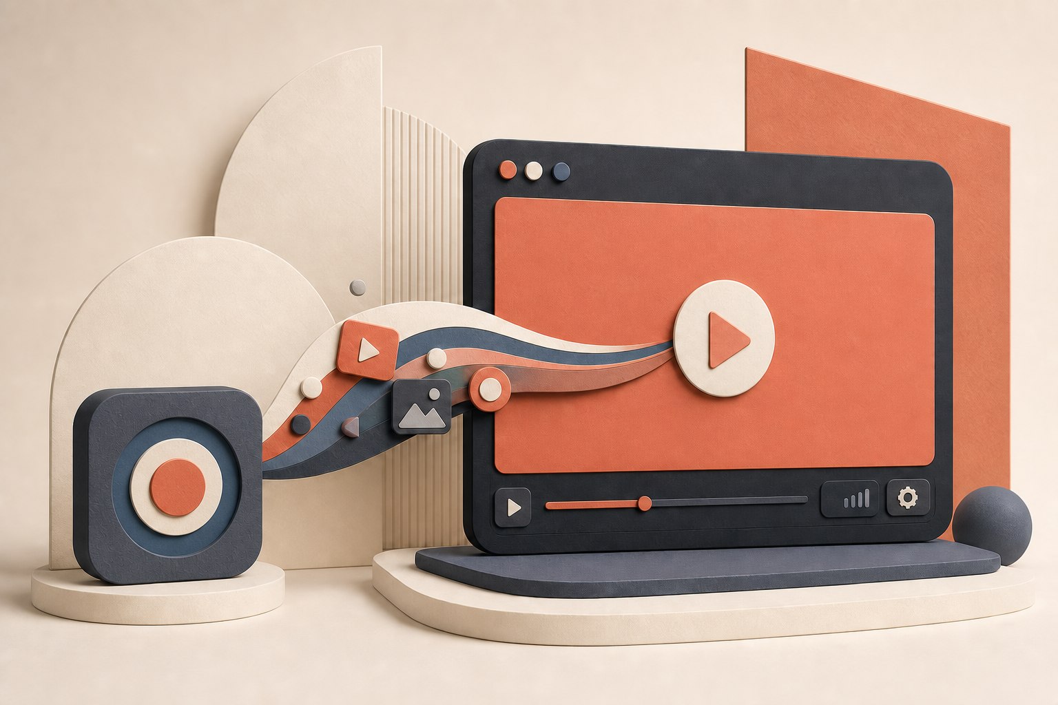 Illustration of Telegram-hosted media becoming a polished browser video player